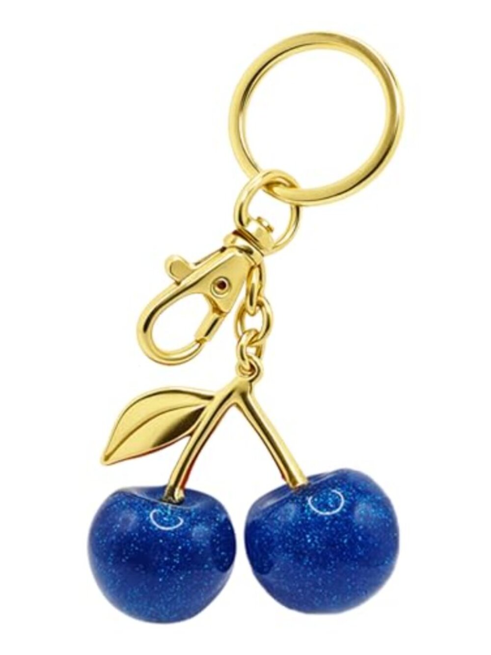 Cherry Bag Charm Keychain Acrylic Metal Gold-Toned Purse Accessory